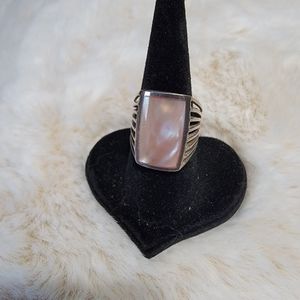 Pink Mother of Pearl SS ring.  Size 6.
